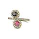 1 - Kevia Black Diamond and Rhodolite Garnet with Side Diamonds Bypass Ring 