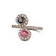 1 - Kevia Black Diamond and Rhodolite Garnet with Side Diamonds Bypass Ring 