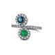 1 - Kevia Blue Diamond and Emerald with Side Diamonds Bypass Ring 