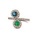 1 - Kevia Blue Diamond and Emerald with Side Diamonds Bypass Ring 