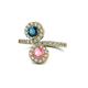 1 - Kevia Blue Diamond and Pink Tourmaline with Side Diamonds Bypass Ring 