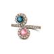 1 - Kevia Blue Diamond and Pink Tourmaline with Side Diamonds Bypass Ring 