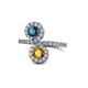 1 - Kevia Blue Diamond and Citrine with Side Diamonds Bypass Ring 