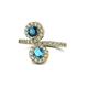 1 - Kevia Blue Diamond and London Blue Topaz with Side Diamonds Bypass Ring 