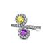 1 - Kevia Yellow Diamond and Amethyst with Side Diamonds Bypass Ring 