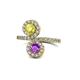 1 - Kevia Yellow Diamond and Amethyst with Side Diamonds Bypass Ring 