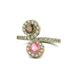 1 - Kevia Smoky Quartz and Pink Tourmaline with Side Diamonds Bypass Ring 
