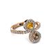 3 - Kevia Smoky Quartz and Citrine with Side Diamonds Bypass Ring 