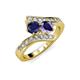 3 - Eleni Blue Sapphire and Iolite with Side Diamonds Bypass Ring 