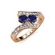 3 - Eleni Blue Sapphire with Side Diamonds Bypass Ring 