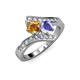 3 - Eleni Citrine and Tanzanite with Side Diamonds Bypass Ring 