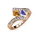 3 - Eleni Citrine and Tanzanite with Side Diamonds Bypass Ring 