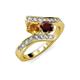 3 - Eleni Citrine and Red Garnet with Side Diamonds Bypass Ring 