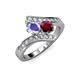 3 - Eleni Tanzanite and Ruby with Side Diamonds Bypass Ring 