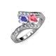 3 - Eleni Tanzanite and Pink Tourmaline with Side Diamonds Bypass Ring 