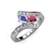3 - Eleni Tanzanite and Rhodolite Garnet with Side Diamonds Bypass Ring 