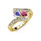 3 - Eleni Tanzanite and Rhodolite Garnet with Side Diamonds Bypass Ring 