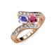 3 - Eleni Tanzanite and Rhodolite Garnet with Side Diamonds Bypass Ring 