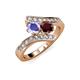 3 - Eleni Tanzanite and Red Garnet with Side Diamonds Bypass Ring 