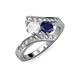 3 - Eleni White and Blue Sapphire with Side Diamonds Bypass Ring 
