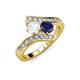 3 - Eleni White and Blue Sapphire with Side Diamonds Bypass Ring 