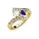 3 - Eleni White Sapphire and Iolite with Side Diamonds Bypass Ring 
