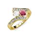 3 - Eleni White Sapphire and Rhodolite Garnet with Side Diamonds Bypass Ring 