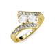 3 - Eleni White Sapphire with Side Diamonds Bypass Ring 