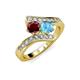 3 - Eleni Ruby and Blue Topaz with Side Diamonds Bypass Ring 