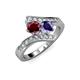 3 - Eleni Ruby and Iolite with Side Diamonds Bypass Ring 