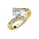 3 - Eleni Aquamarine and White Sapphire with Side Diamonds Bypass Ring 