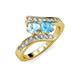 3 - Eleni Aquamarine and Blue Topaz with Side Diamonds Bypass Ring 