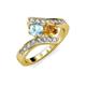 3 - Eleni Aquamarine and Citrine with Side Diamonds Bypass Ring 