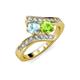 3 - Eleni Aquamarine and Peridot with Side Diamonds Bypass Ring 