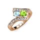3 - Eleni Aquamarine and Peridot with Side Diamonds Bypass Ring 