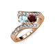 3 - Eleni Aquamarine and Red Garnet with Side Diamonds Bypass Ring 