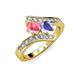 3 - Eleni Pink Tourmaline and Tanzanite with Side Diamonds Bypass Ring 