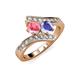 3 - Eleni Pink Tourmaline and Tanzanite with Side Diamonds Bypass Ring 