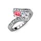 3 - Eleni Pink Tourmaline and Diamond with Side Diamonds Bypass Ring 
