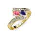 3 - Eleni Pink Tourmaline and Iolite with Side Diamonds Bypass Ring 