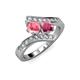 3 - Eleni Pink Tourmaline and Rhodolite Garnet with Side Diamonds Bypass Ring 