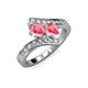 3 - Eleni Pink Tourmaline with Side Diamonds Bypass Ring 