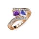 3 - Eleni Amethyst and Tanzanite with Side Diamonds Bypass Ring 