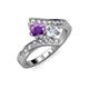 3 - Eleni Amethyst and Diamond with Side Diamonds Bypass Ring 