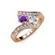 3 - Eleni Amethyst and Diamond with Side Diamonds Bypass Ring 
