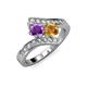 3 - Eleni Amethyst and Citrine with Side Diamonds Bypass Ring 