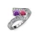 3 - Eleni Amethyst and Rhodolite Garnet with Side Diamonds Bypass Ring 