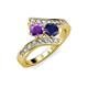 3 - Eleni Amethyst and Blue Sapphire with Side Diamonds Bypass Ring 