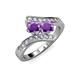 3 - Eleni Amethyst with Side Diamonds Bypass Ring 