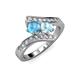3 - Eleni Blue Topaz and Aquamarine with Side Diamonds Bypass Ring 